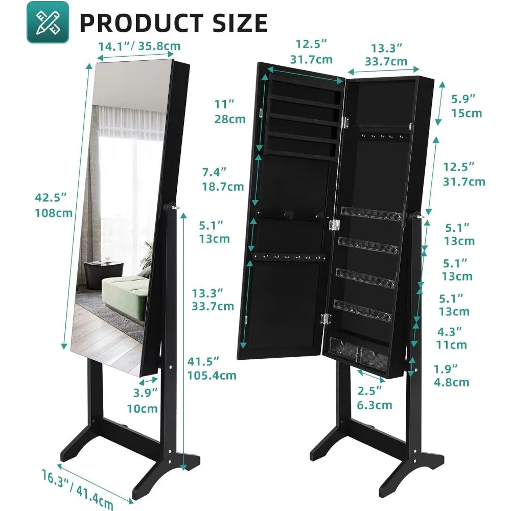 Adjustable Mirror Jewelry Cabinet