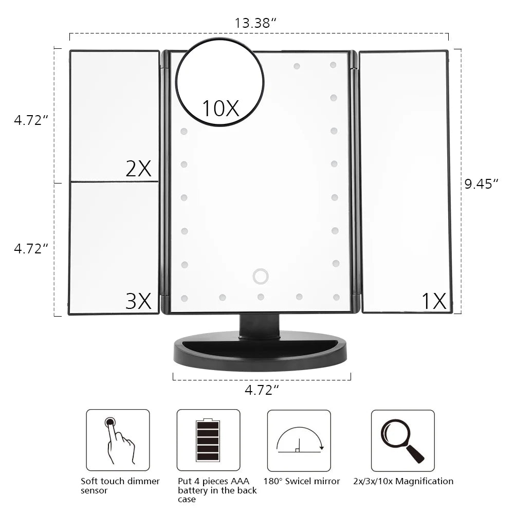 Folding LED Vanity Mirror