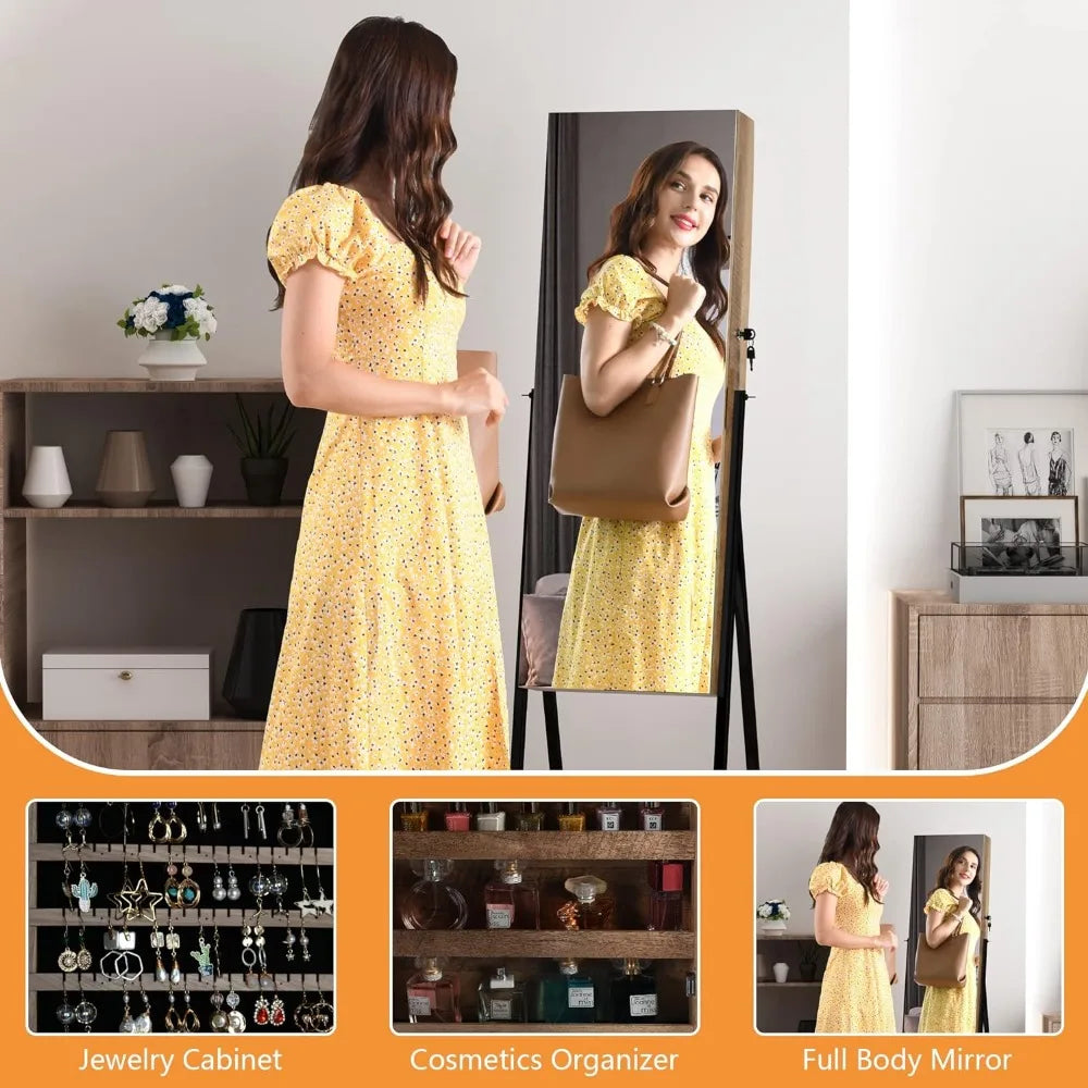 Lockable Jewelry Mirror Cabinet