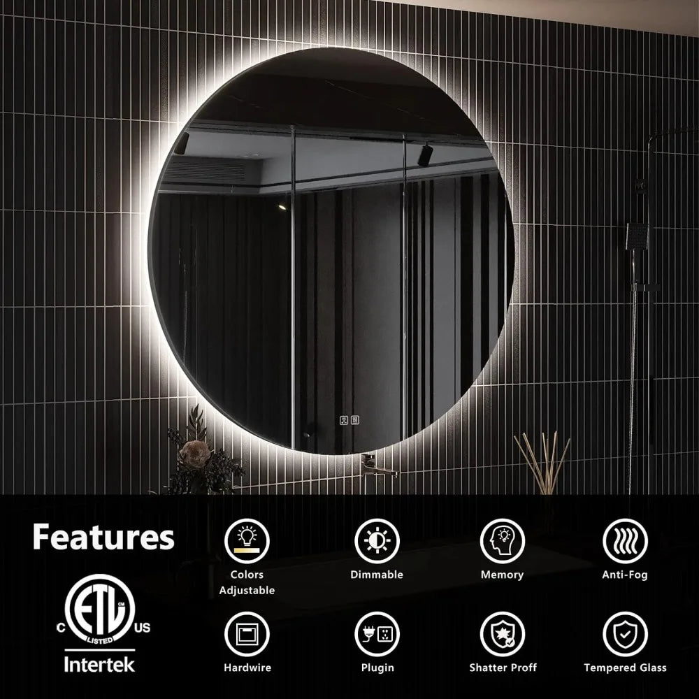 Wall-Mounted LED Mirror